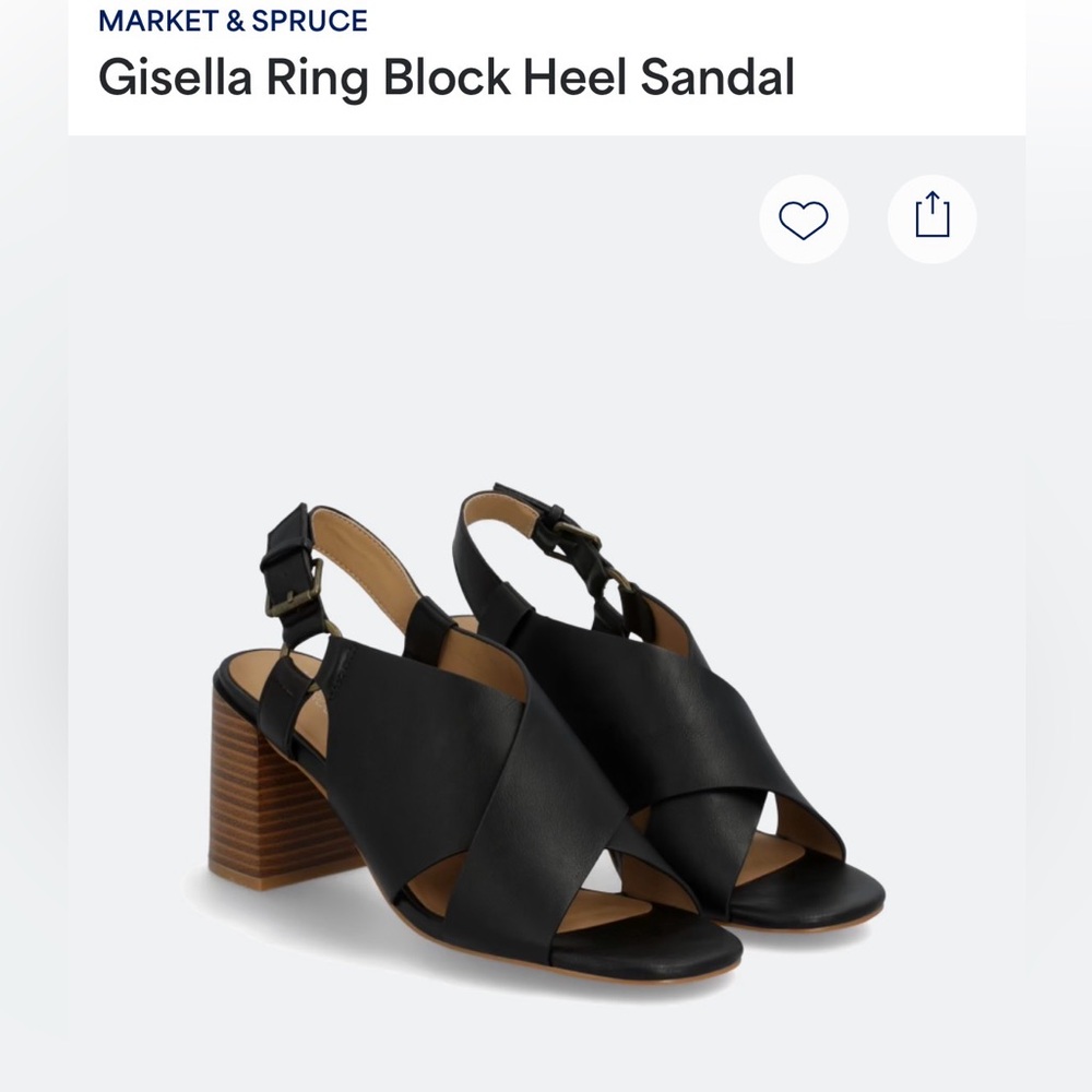 Market & Spruce Black Crisscross Slingback Block Heel Sandals